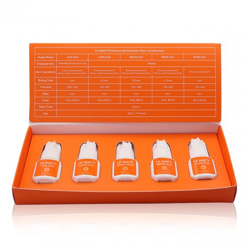 LA MACY Professional Eyelash Extension Glue Set: 5 Diverse Adhesives for Artists