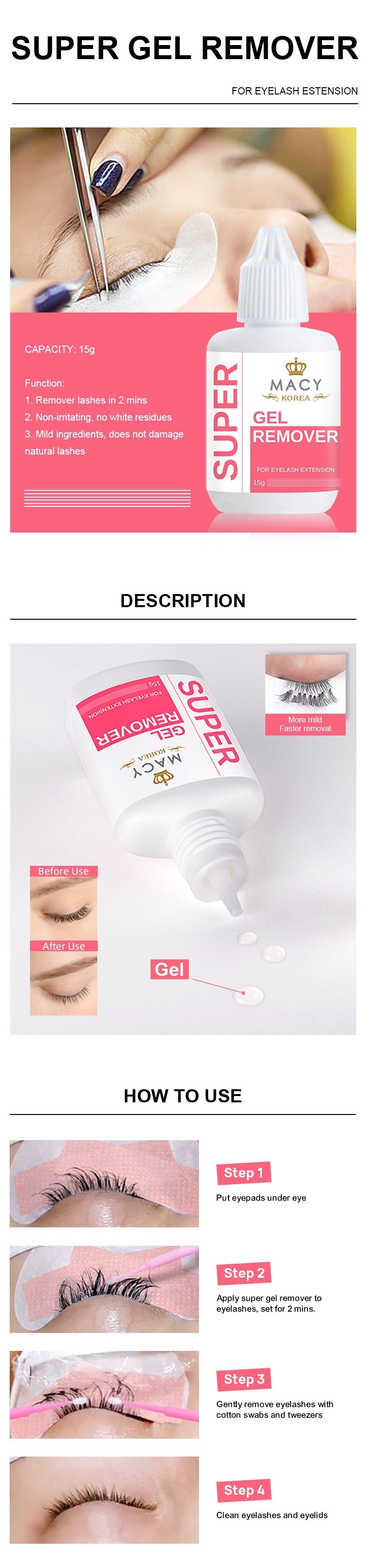 Macy Super Gel Eyelash Extension Remover: Fast, Gentle, No Residue