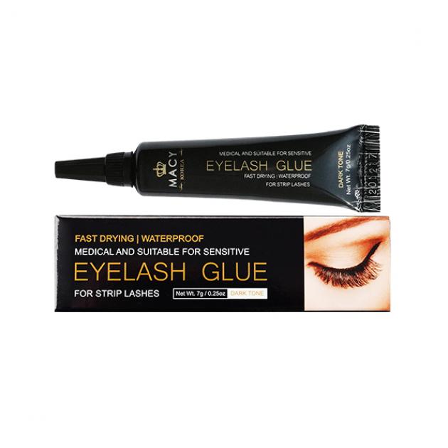 Macy Dark Tone Eyelash Glue 7g Tube, 12-Hour Waterproof Strip Lash Adhesive