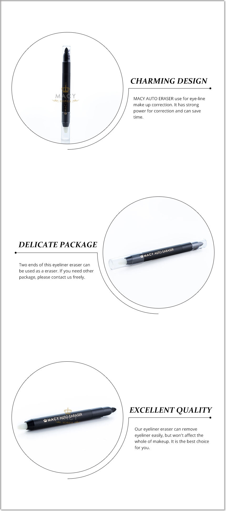 MACY Dual-Ended Eyeliner Eraser Pen with Blending Sponge for Quick Makeup Fixes