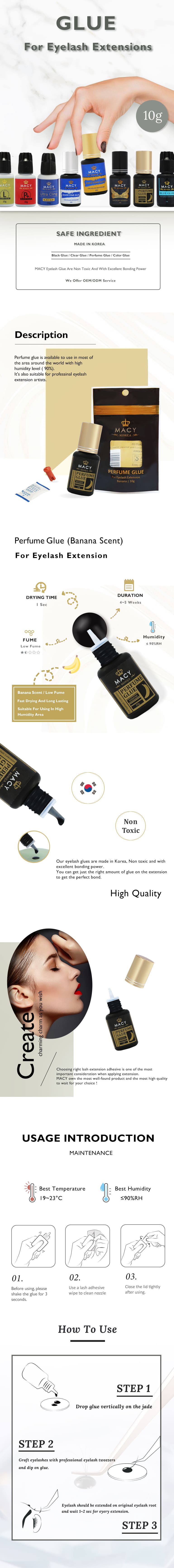 MACY Professional Banana Scented Eyelash Extension Glue - Quick Dry, Low Fume