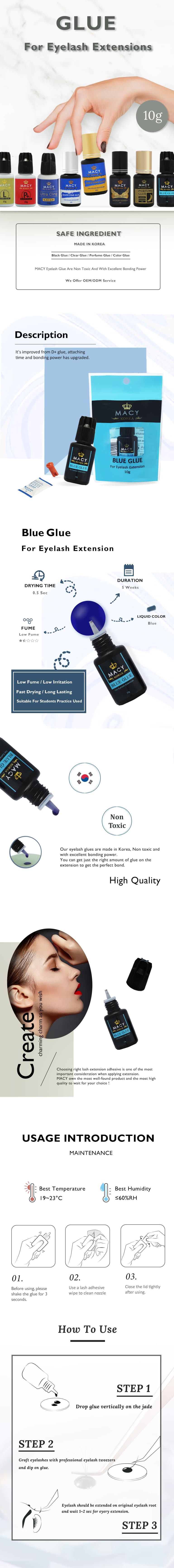 MACY Professional Blue Eyelash Extension Glue Fast Drying Long Lasting