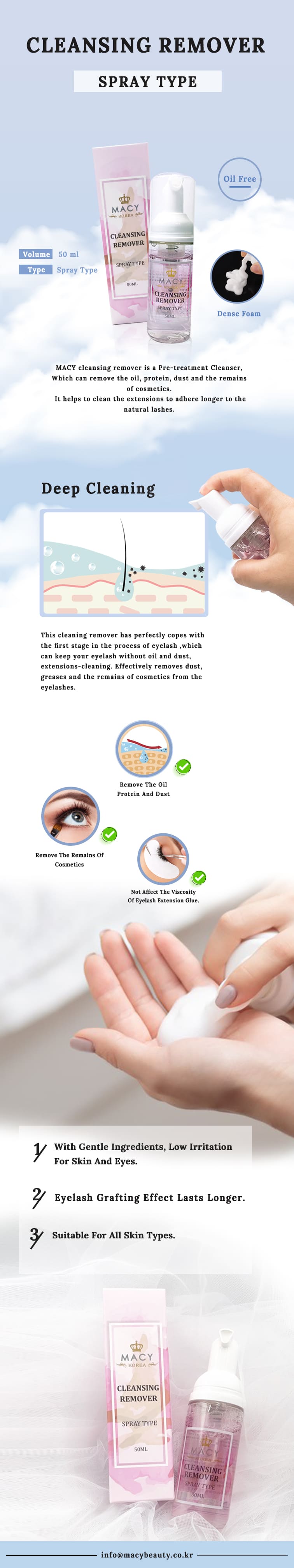 MACY Eyelash Extension Cleansing Remover Pump, Oil-Free Pre-Treatment Foam