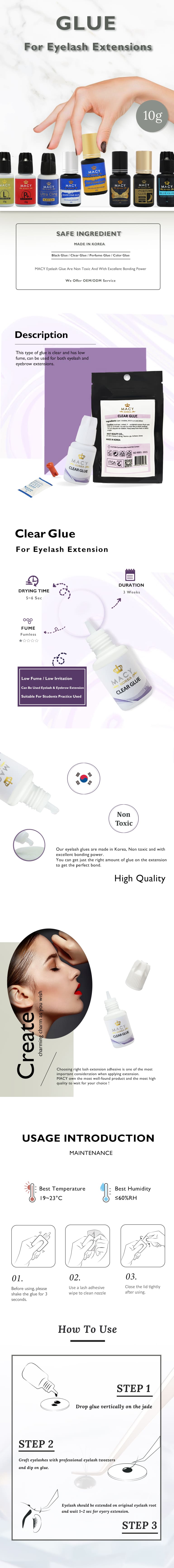 MACY Professional Clear Eyelash Extension Adhesive Glue - Low Fume, Fast Drying