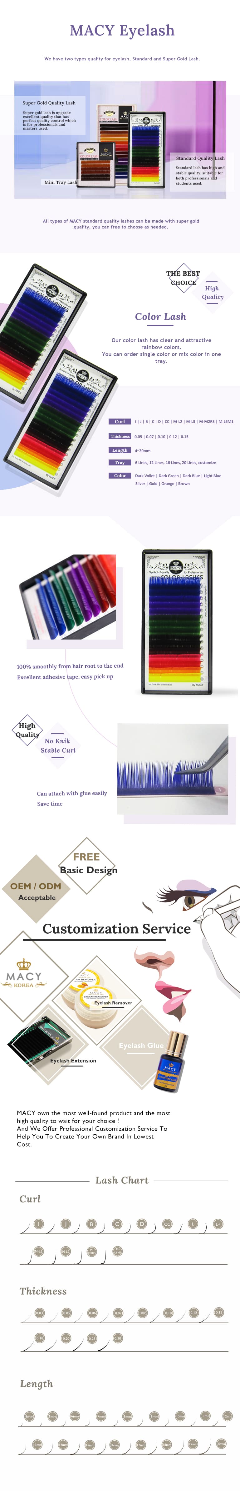 Vibrant Professional Color Eyelash Extensions: Diverse Curls, Thicknesses, Lengths, and Hues