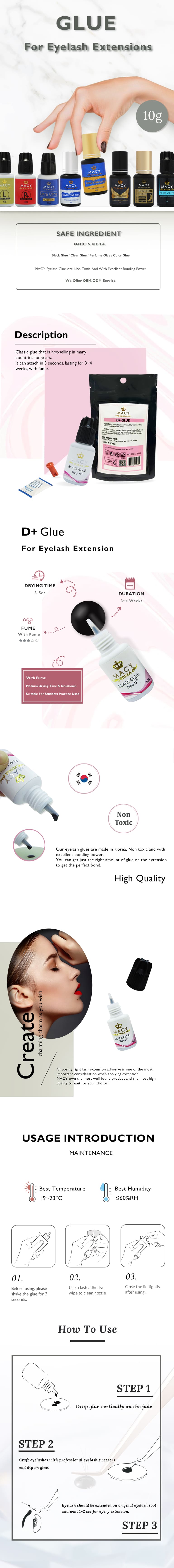 Professional Fast-Drying Eyelash Extension D+ Glue – Strong Hold, Low Fume, Black