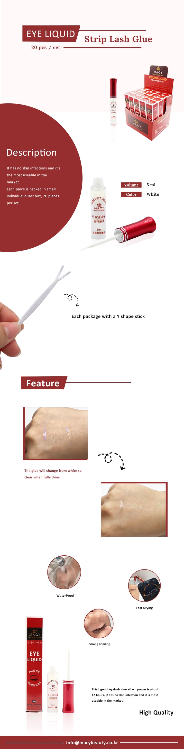 MACY BEAUTY Eye Liquid 12-Hour Waterproof Fast-Drying Strip Lash Adhesive Glue