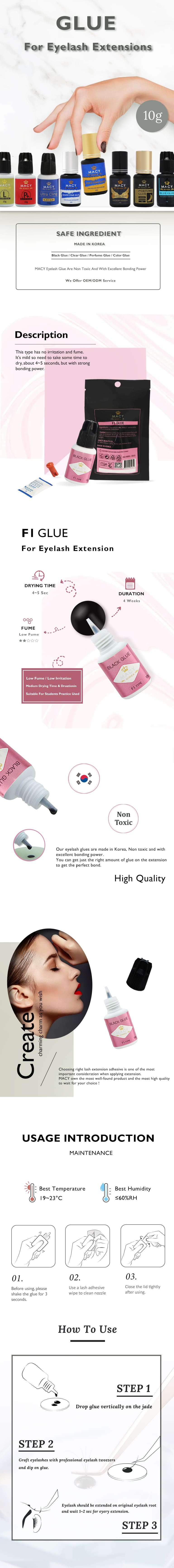 Macy F1 Sensitive Eyelash Extension Glue: Low Fume, Strong Bond, Long-Lasting