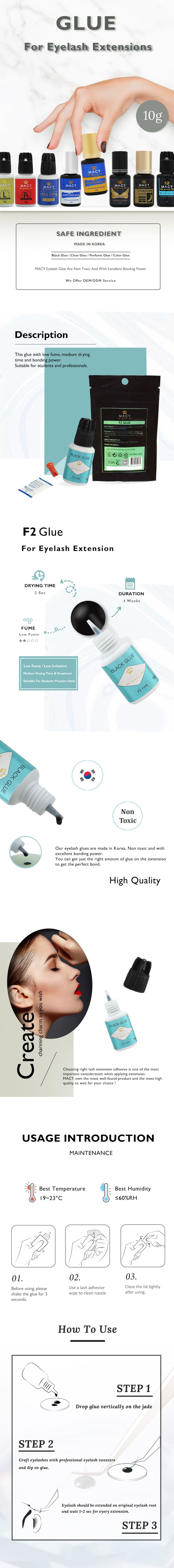 MACY F2 Eyelash Extension Glue: Low Fume, Medium Dry, Sensitive Eyes