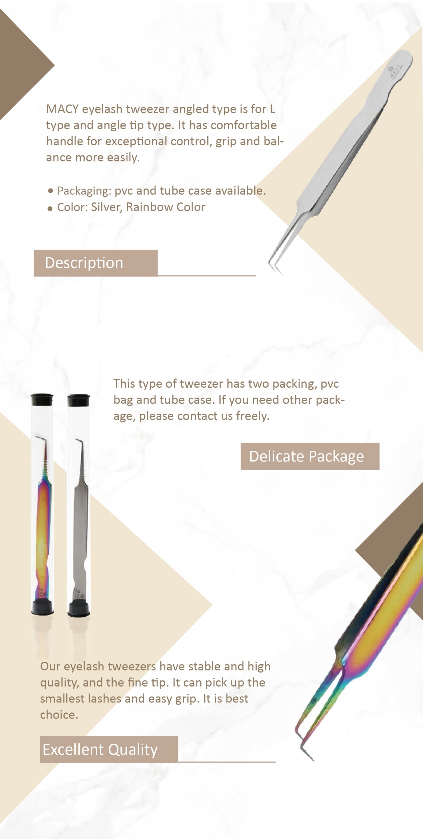 MACY Pro-Angle Eyelash Extension Tweezers: Precision, Ergonomic for Isolation & Grafting