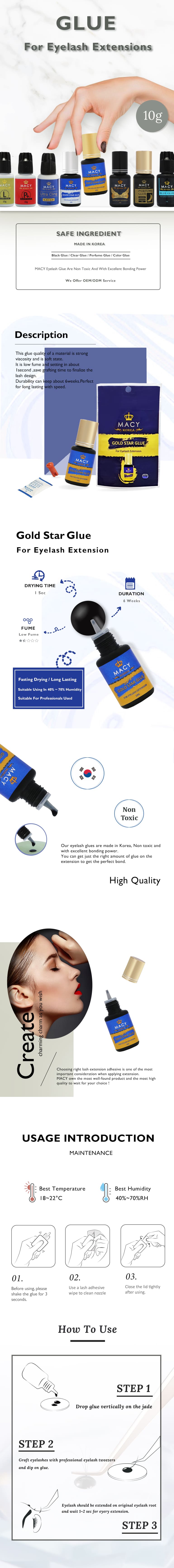 MACY Professional Gold Star Eyelash Extension Glue - Fast Drying, Long Lasting