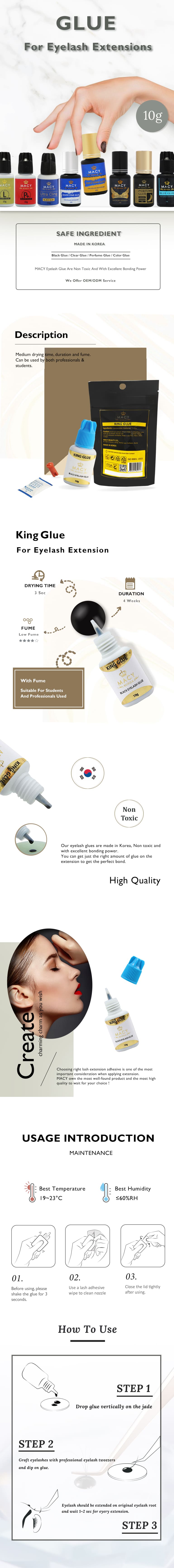 Macy King Glue Professional Eyelash Extension Adhesive for Long-Lasting Lashes