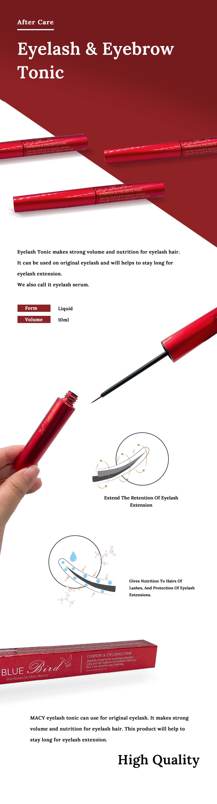 MACY Professional Eyelash & Eyebrow Tonic Serum for Stronger, Longer Lashes