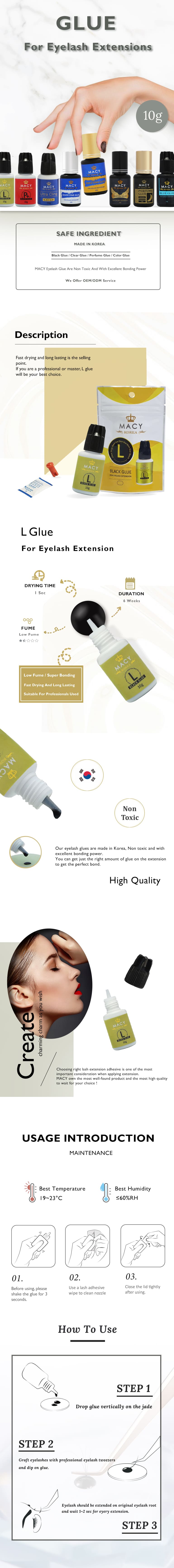 MACY Professional L Glue Eyelash Extension Adhesive - Fast Drying, Long Lasting