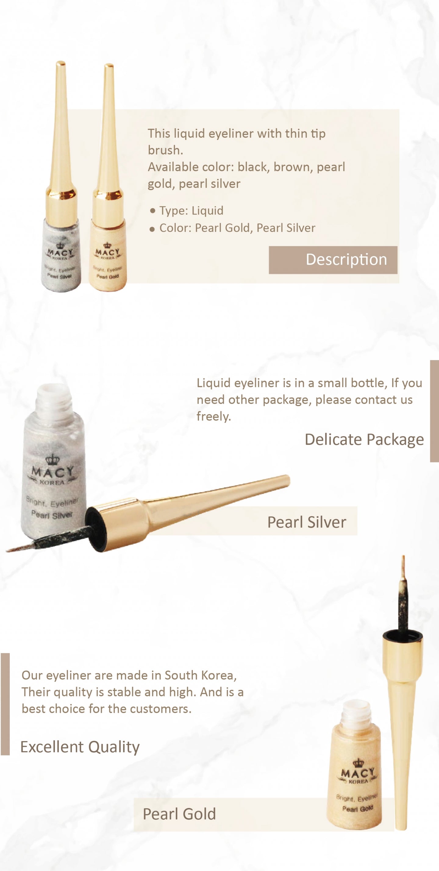 MACY Precision Liquid Eyeliner: Ultra-Fine Tip, Four Vibrant Long-Lasting Colors