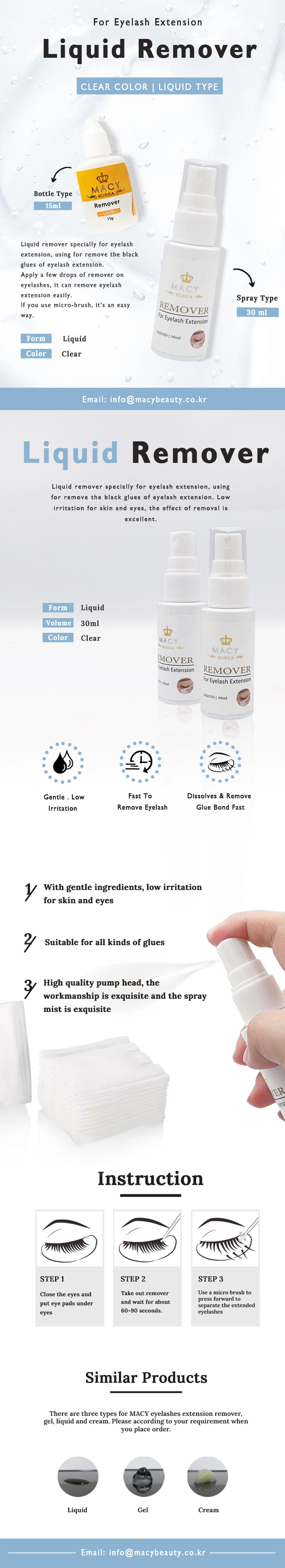 MACY Professional Eyelash Extension Liquid Remover Spray 30ml - Gentle & Fast