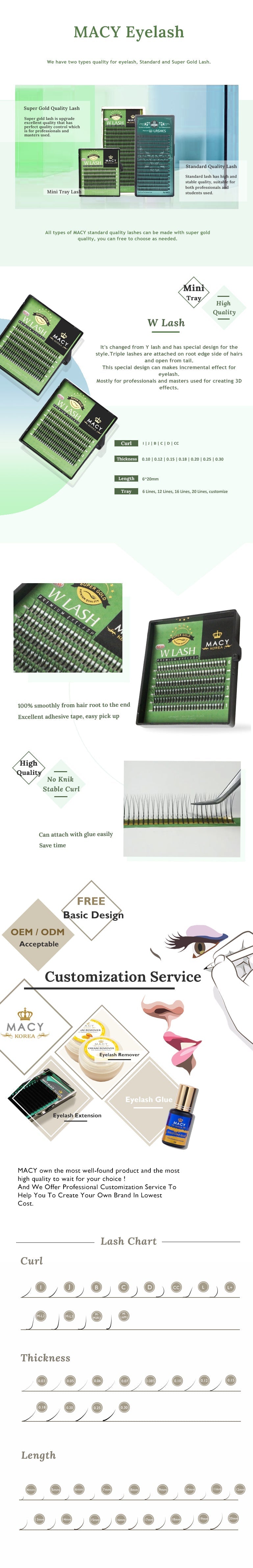 MACY Super Gold W Lash Extensions: Ultimate Volume, Professional 3D Effects