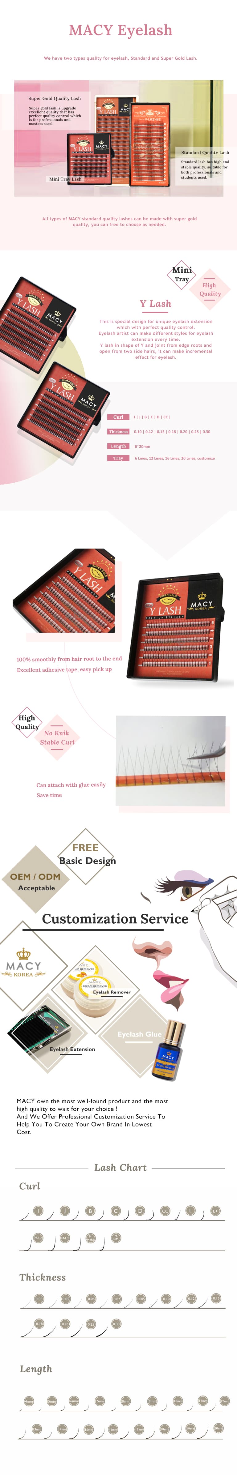 Super Gold Y Lash Mini Tray Y-Shaped Volume Lash Extensions
