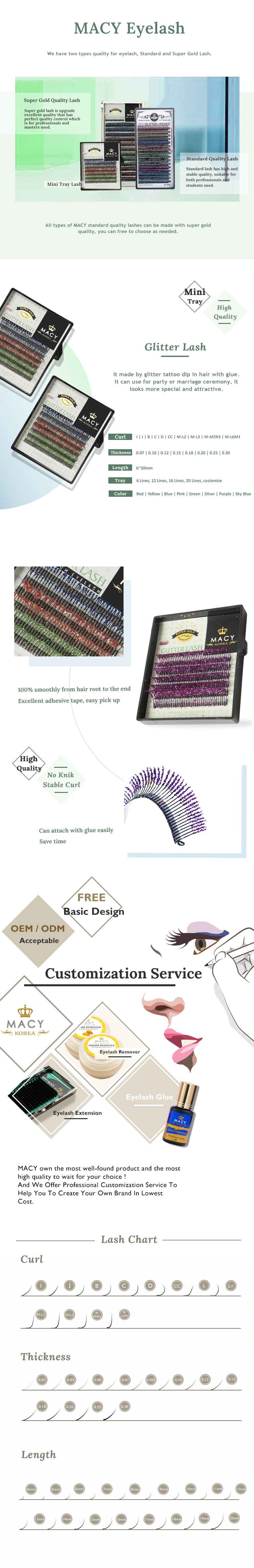 MACY Super Gold Glitter Eyelash Extensions - Sparkle Party & Wedding Lashes