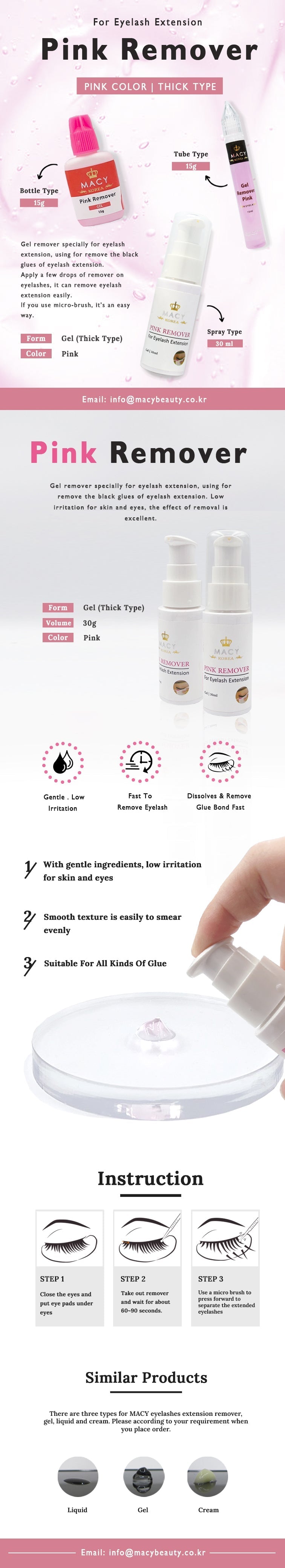 Powerful Pink Gel Eyelash Extension Remover Spray - Gentle & Fast Acting