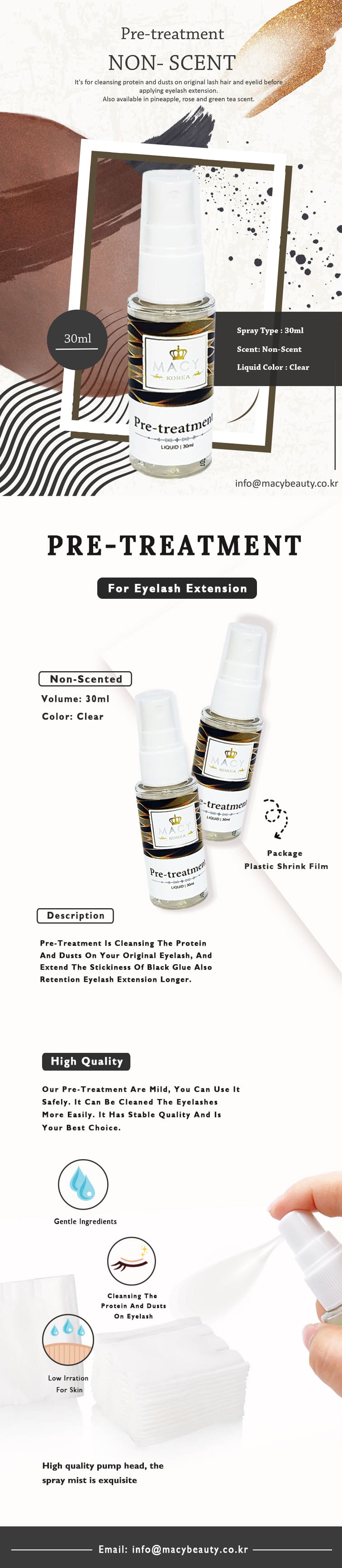 MACY Professional Non-Scented Eyelash Extension Pre-Treatment Cleanser 30ml Spray