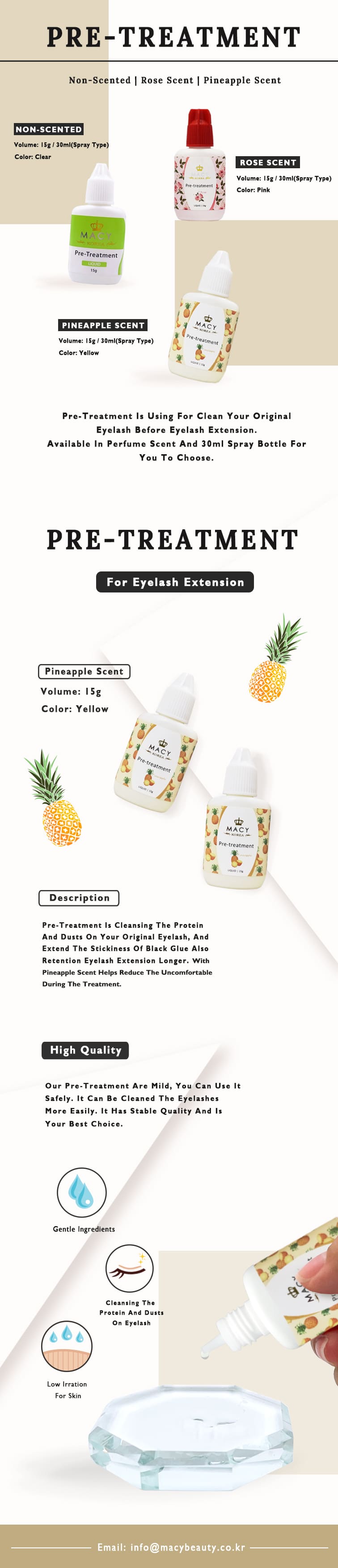 MACY Pineapple Scented Eyelash Extension Pre-Treatment Cleanser 15g Liquid Bottle