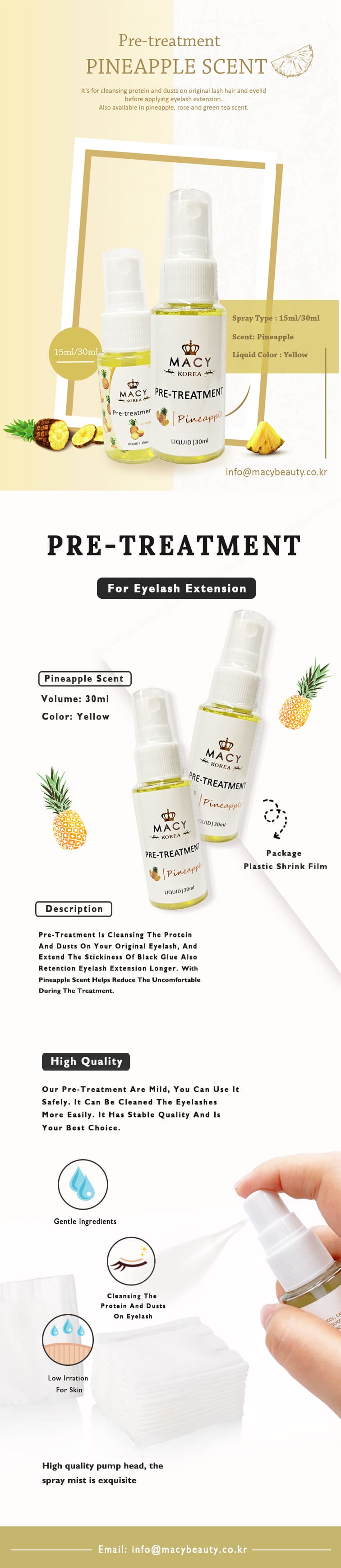MACY KOREA Pineapple Scented Eyelash Extension Pre-Treatment Spray Cleanser 30ml