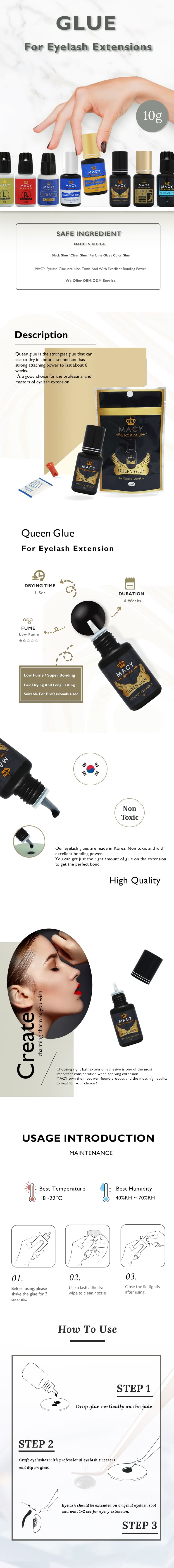 MACY Queen Professional Eyelash Extension Adhesive Glue - Fast Drying, Strong Bond