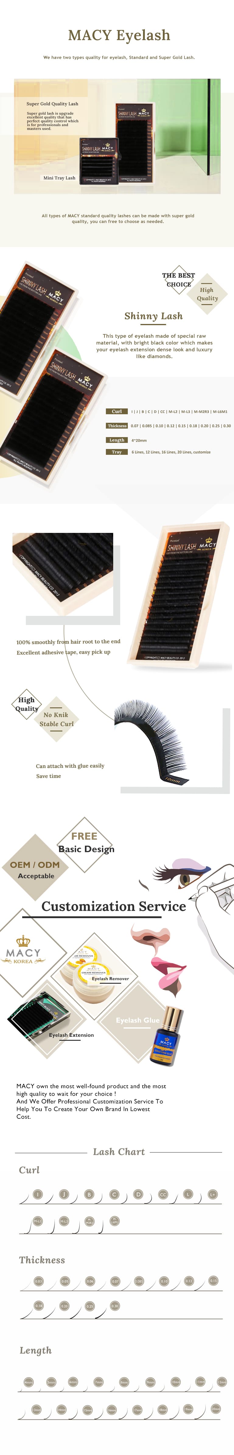 MACY SG Shinny Diamond-Like Black Eyelash Extensions for Dense, Luxurious Volume
