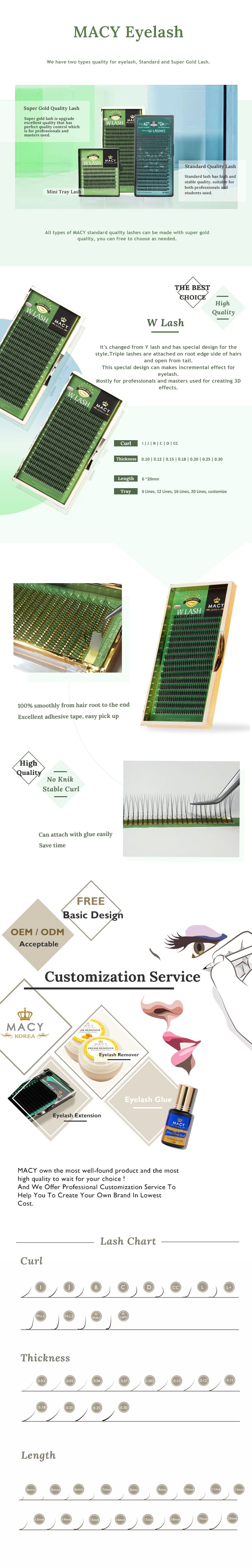 Super Gold W Lash Premium Eyelash Extensions for 3D Volume Effects