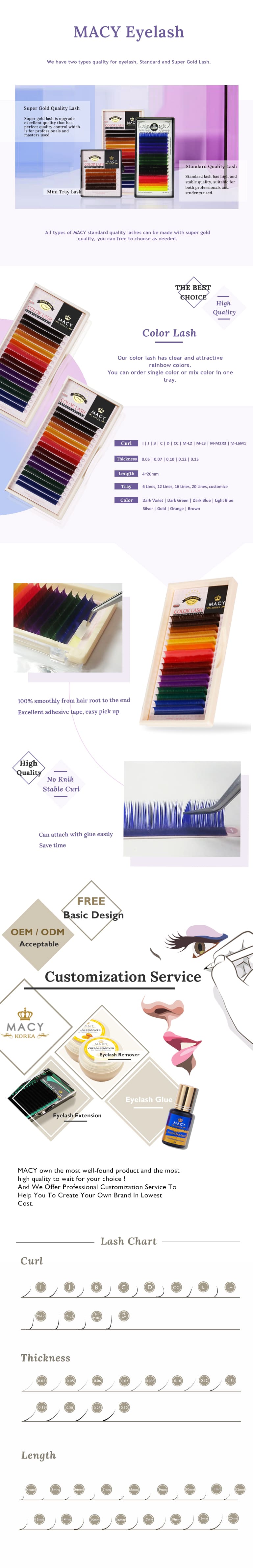 Vibrant SG Color Eyelash Extensions - Premium Rainbow Lashes by MACY