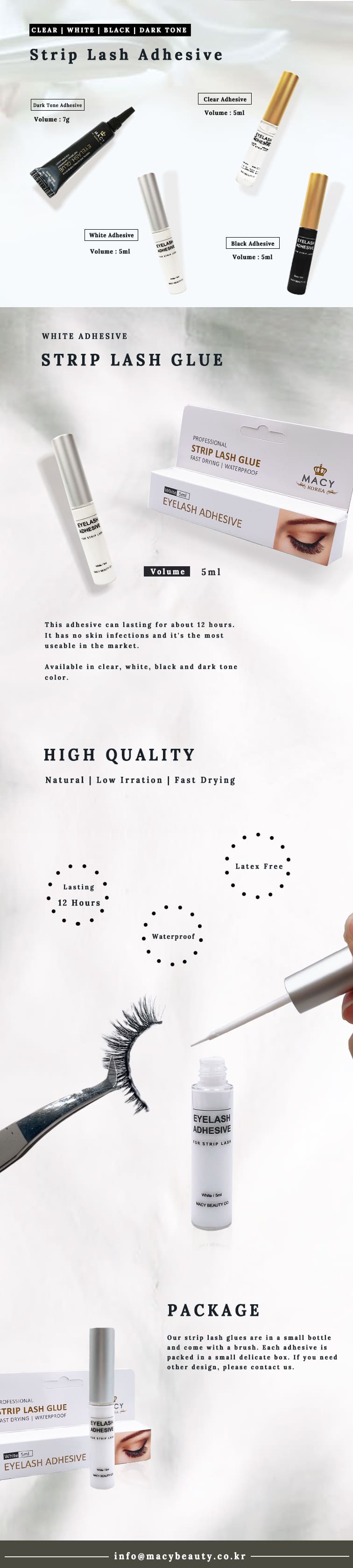 MACY White Strip Lash Adhesive Glue - 12 Hour Waterproof & Latex-Free Formula