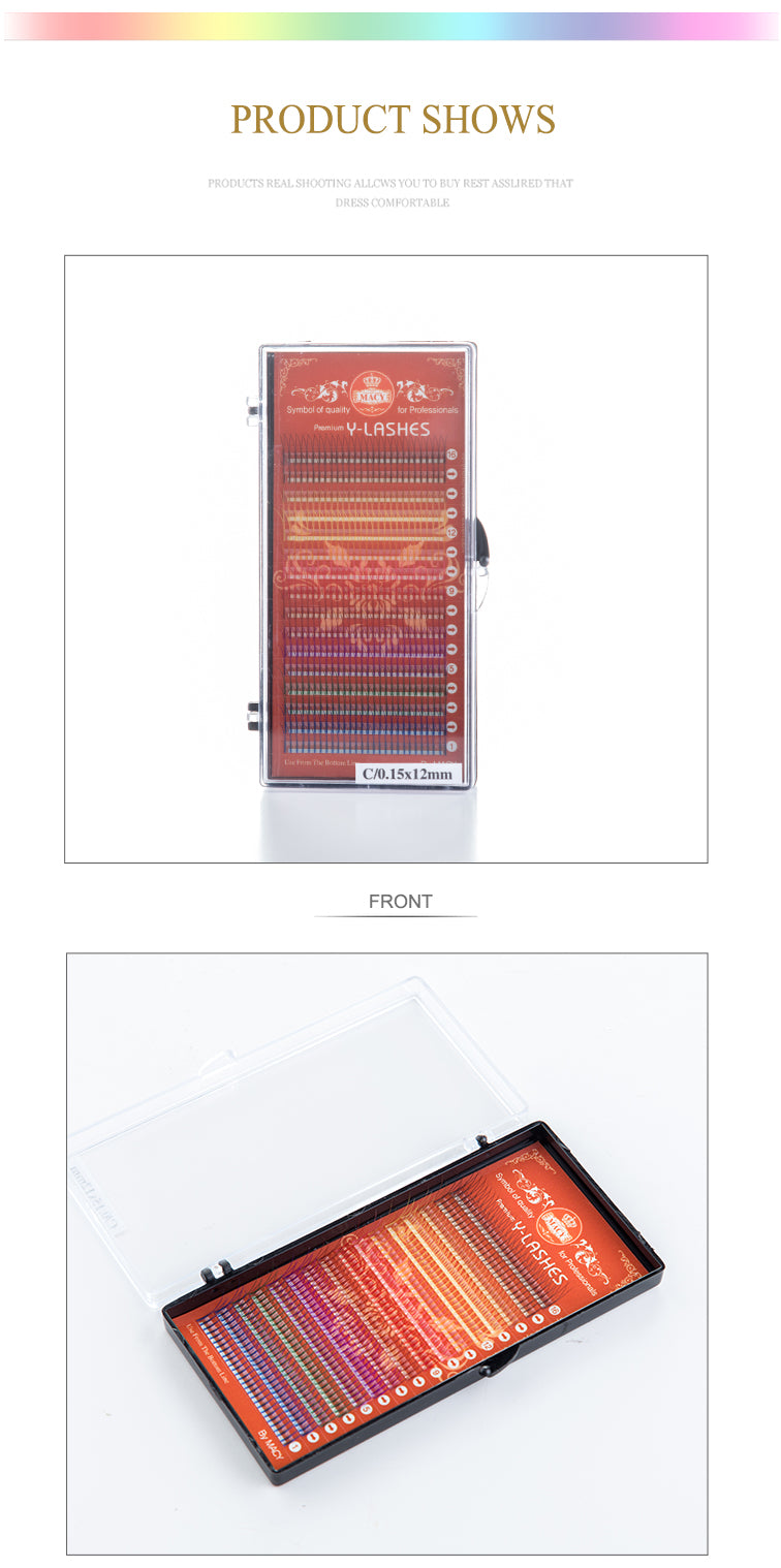 Premium Vibrant Y-Shaped Color Eyelash Extensions for Unique Volume Designs